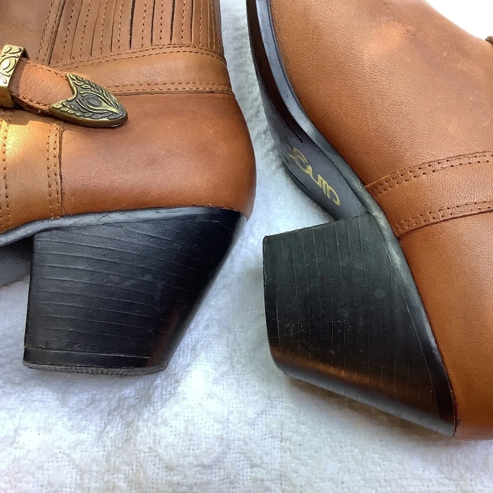 Dingo ankle‎ leather brown boot bootie cowgirl western